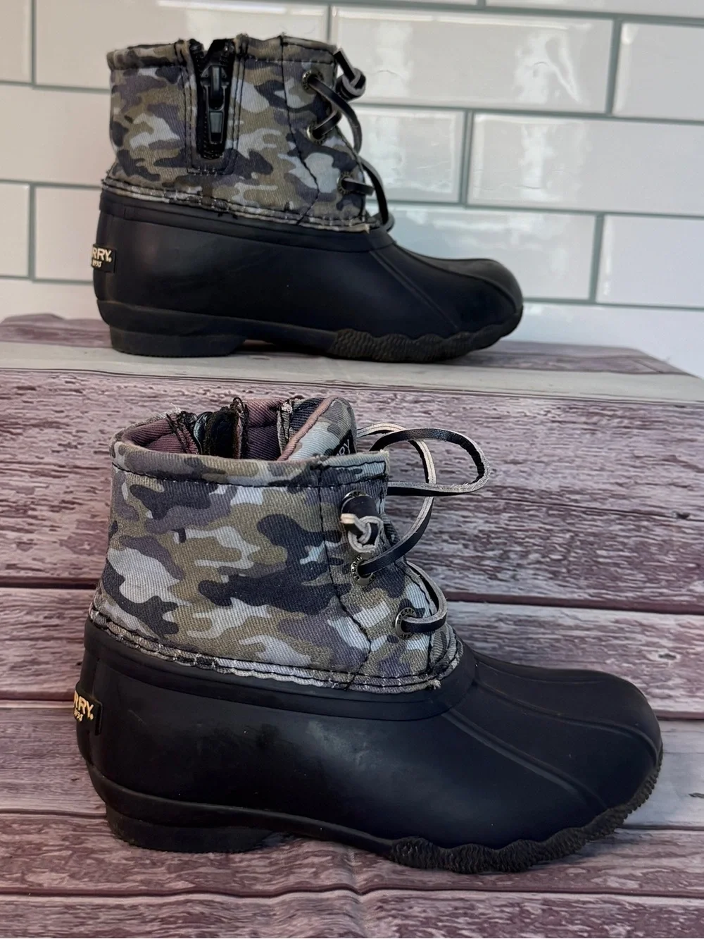 Sperry Toddler Blue 💙Camouflage Boots Size 9
